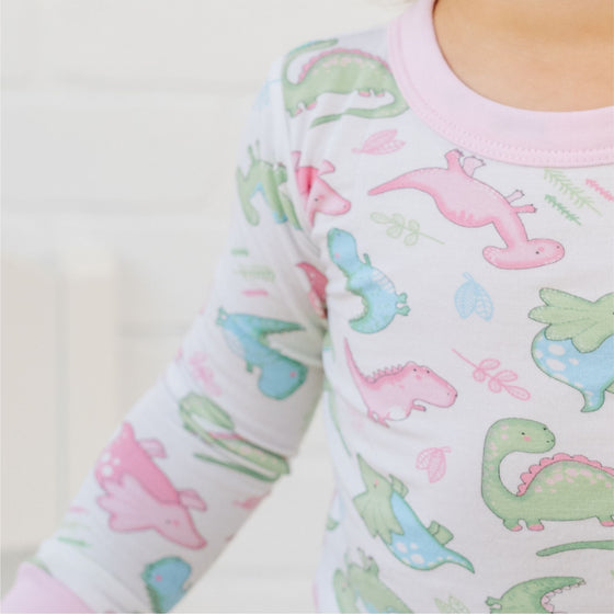 Dino Dreams Long Pajamas - Pink - Magnolia BabyLong Pajamas