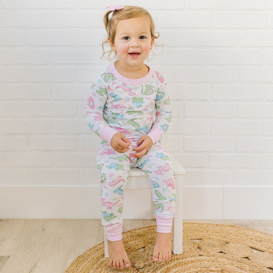 Dino Dreams Long Pajamas - Pink - Magnolia BabyLong Pajamas