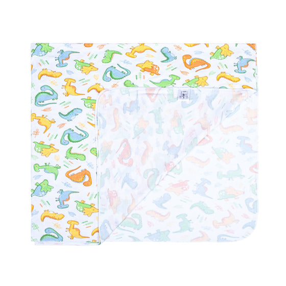 Dino Dreams Print Swaddle Blanket - Blue - Magnolia BabySwaddle Blanket