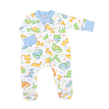  Dino Dreams Print Zip Footie - Blue - Magnolia BabyFootie