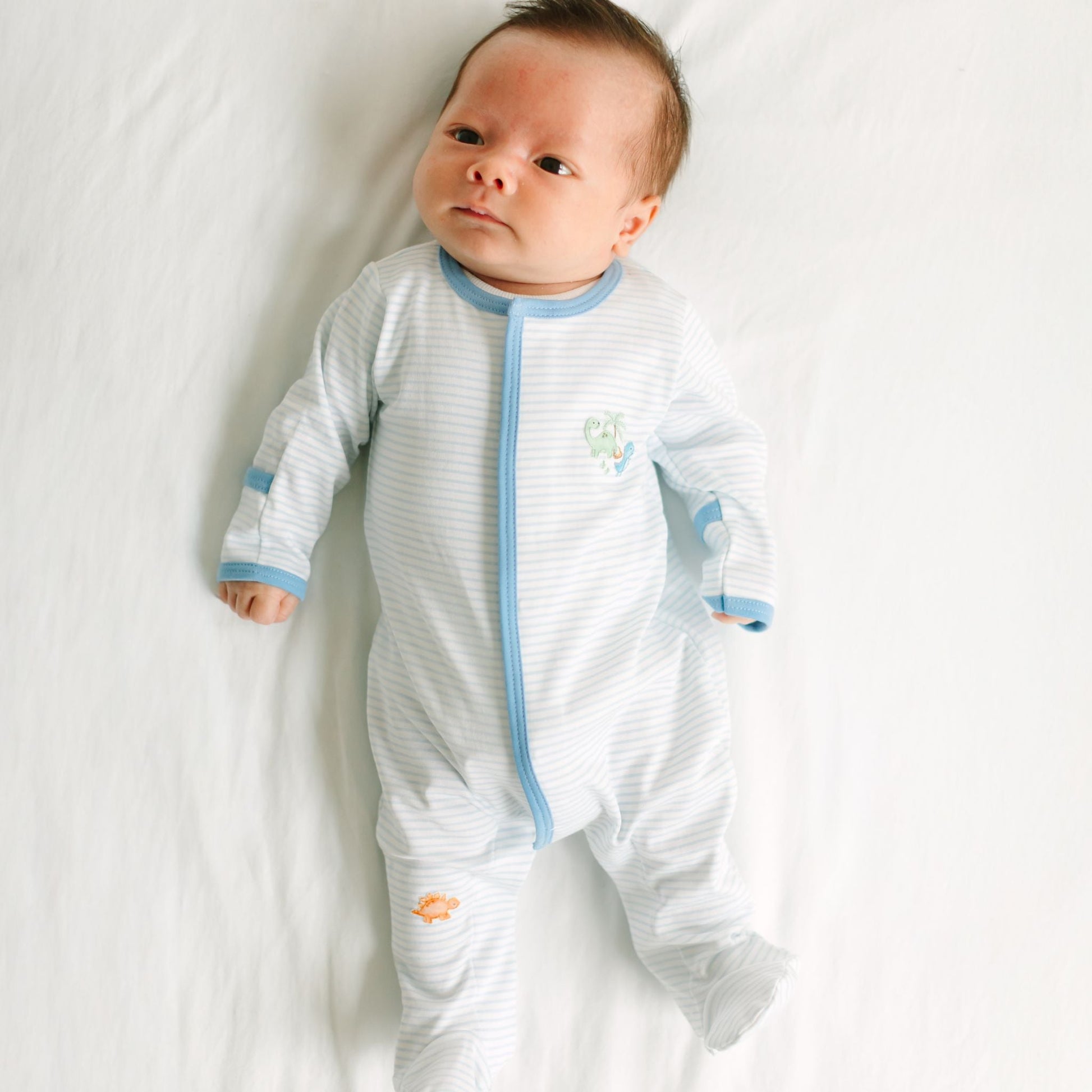 Dino - Land Embroidered Footie - Magnolia BabyFootie