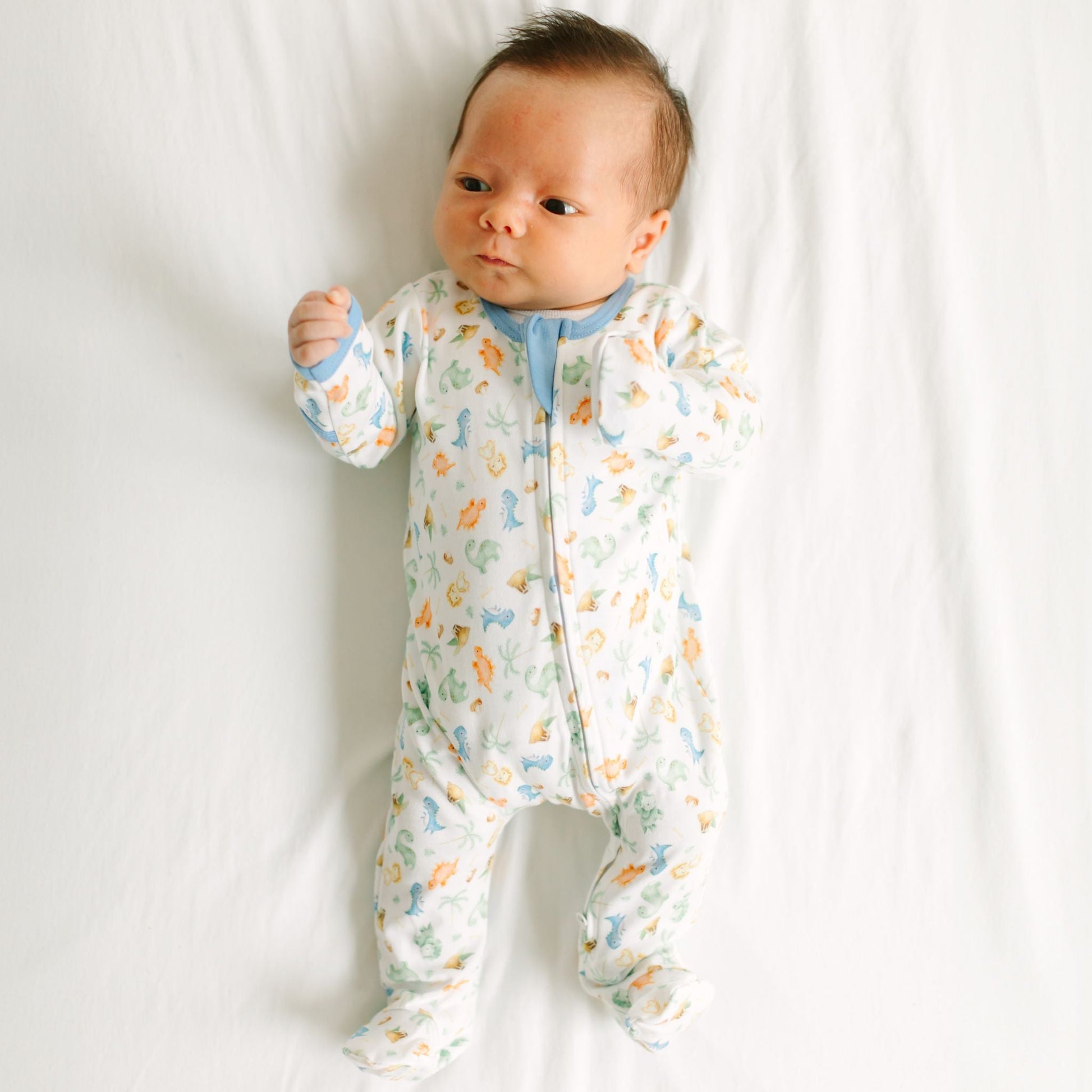 Dino - Land Print Zip Footie - Magnolia BabyFootie