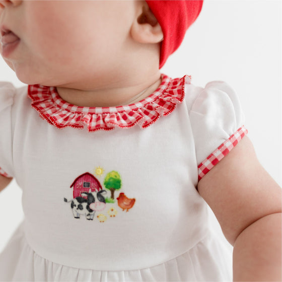 Down on the Farm Embroidered Ruffle Bubble - Magnolia BabyBubble