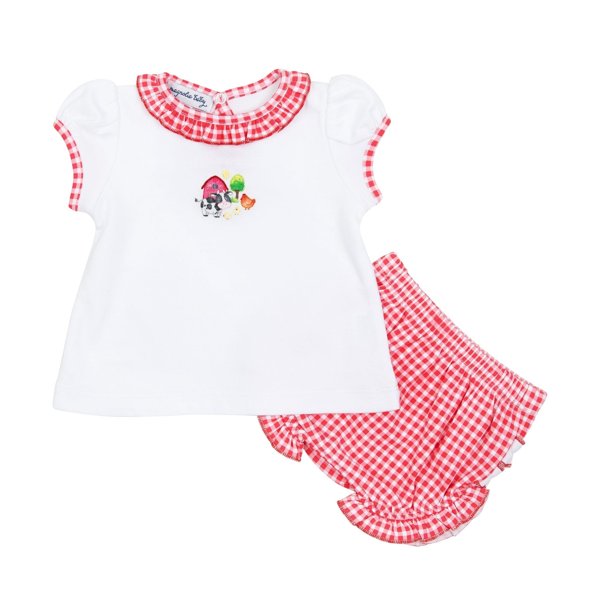 Down on the Farm Embroidered Ruffle Diaper Cover Set - Magnolia BabyDiaper Cover