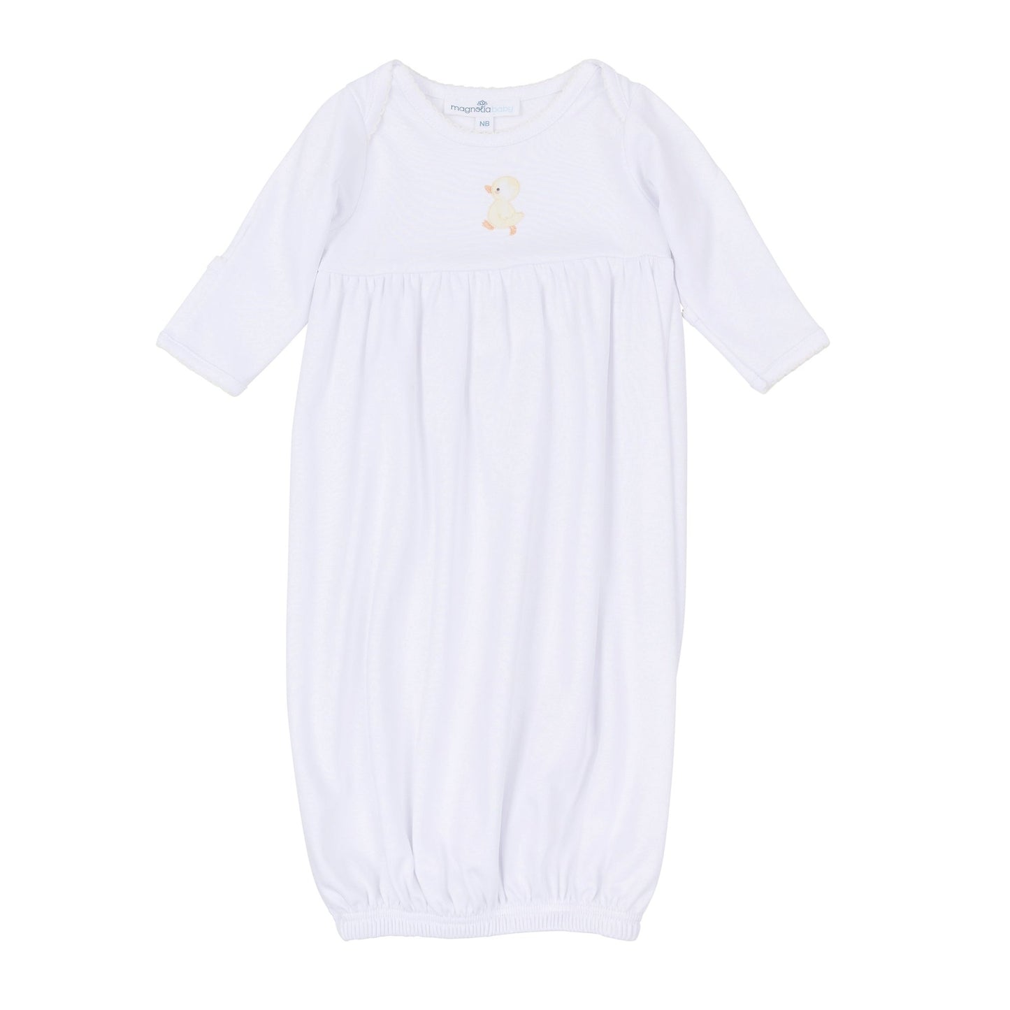 Downy Ducklings Embroidered Gathered Gown - Magnolia BabyGown