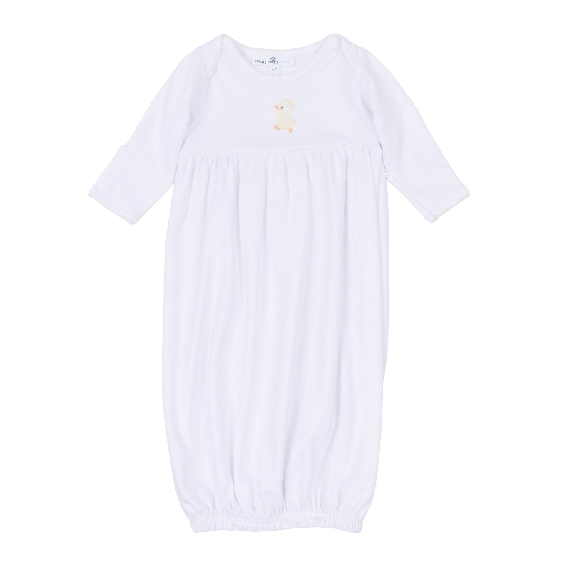 Downy Ducklings Embroidered Gathered Gown - Magnolia BabyGown