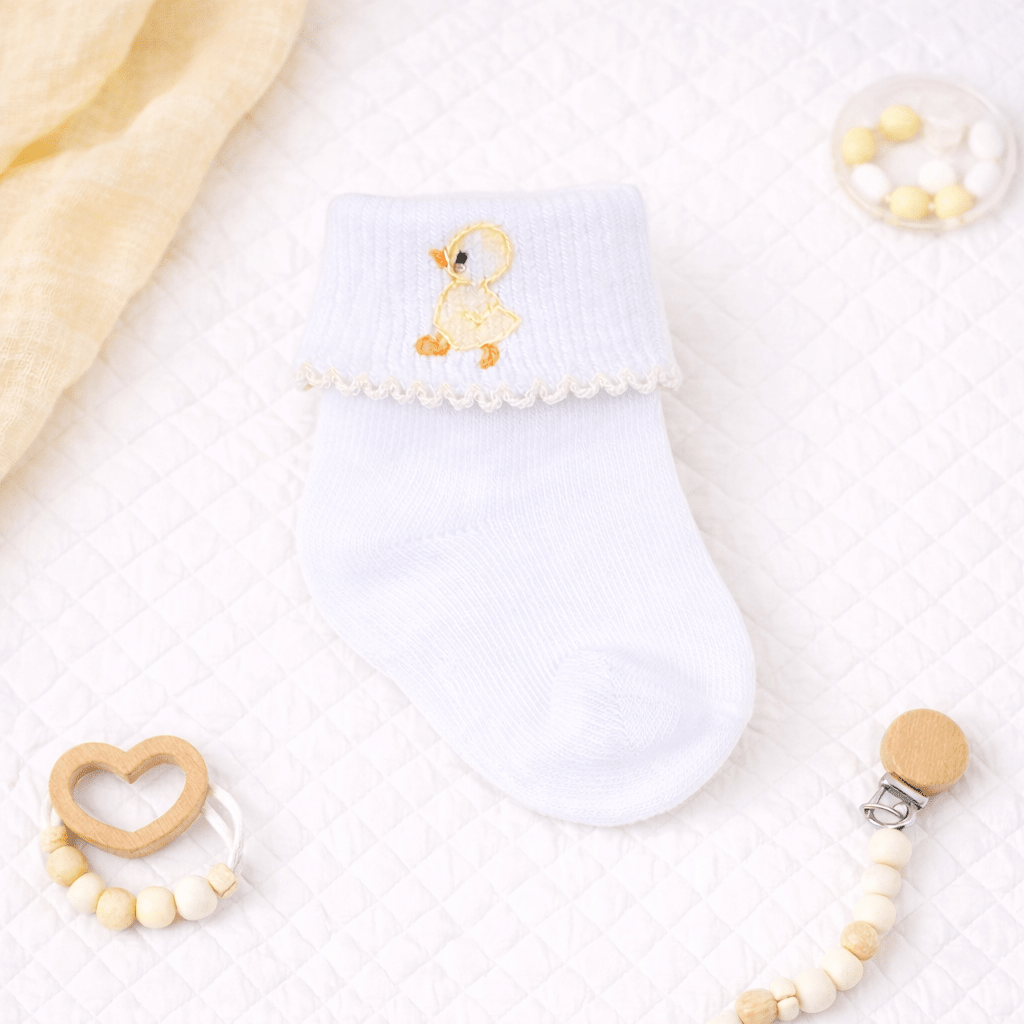 Downy Ducklings Embroidered Socks - Magnolia BabySocks