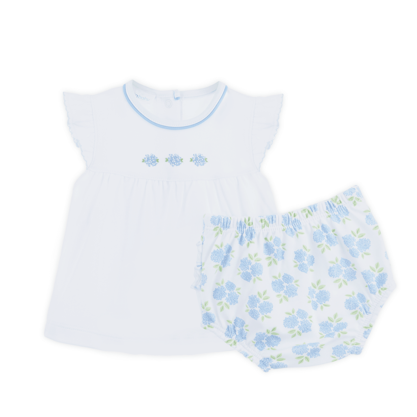 Magnolia Baby_Dreamy Hydrangeas Hand-Embroidered Ruffle Diaper Cover Set_1