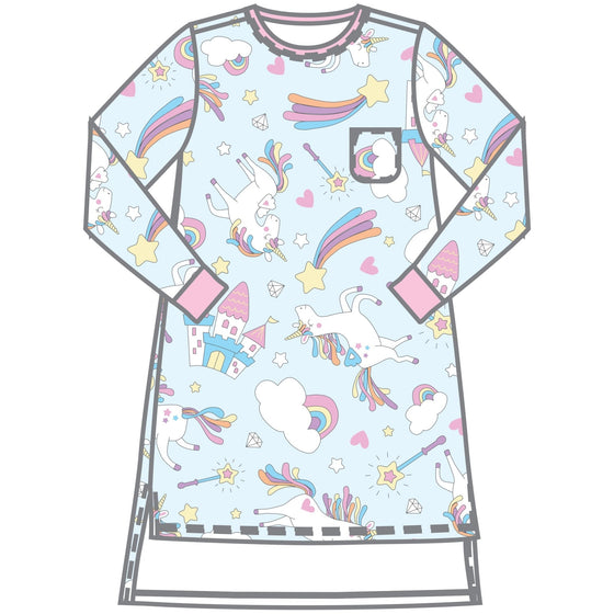 Dreamy Unicorns Pink Girl's Toddler Long Sleeve Nightdress - Magnolia BabyNightdress