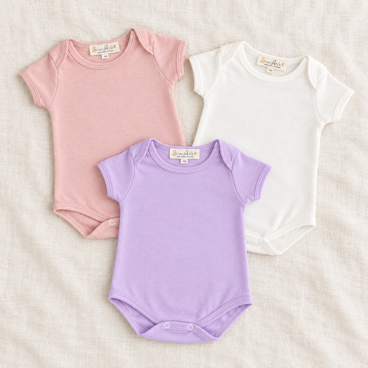 Baby Girl Bodysuit Set - Luna and Arlo Basics - Set of 3