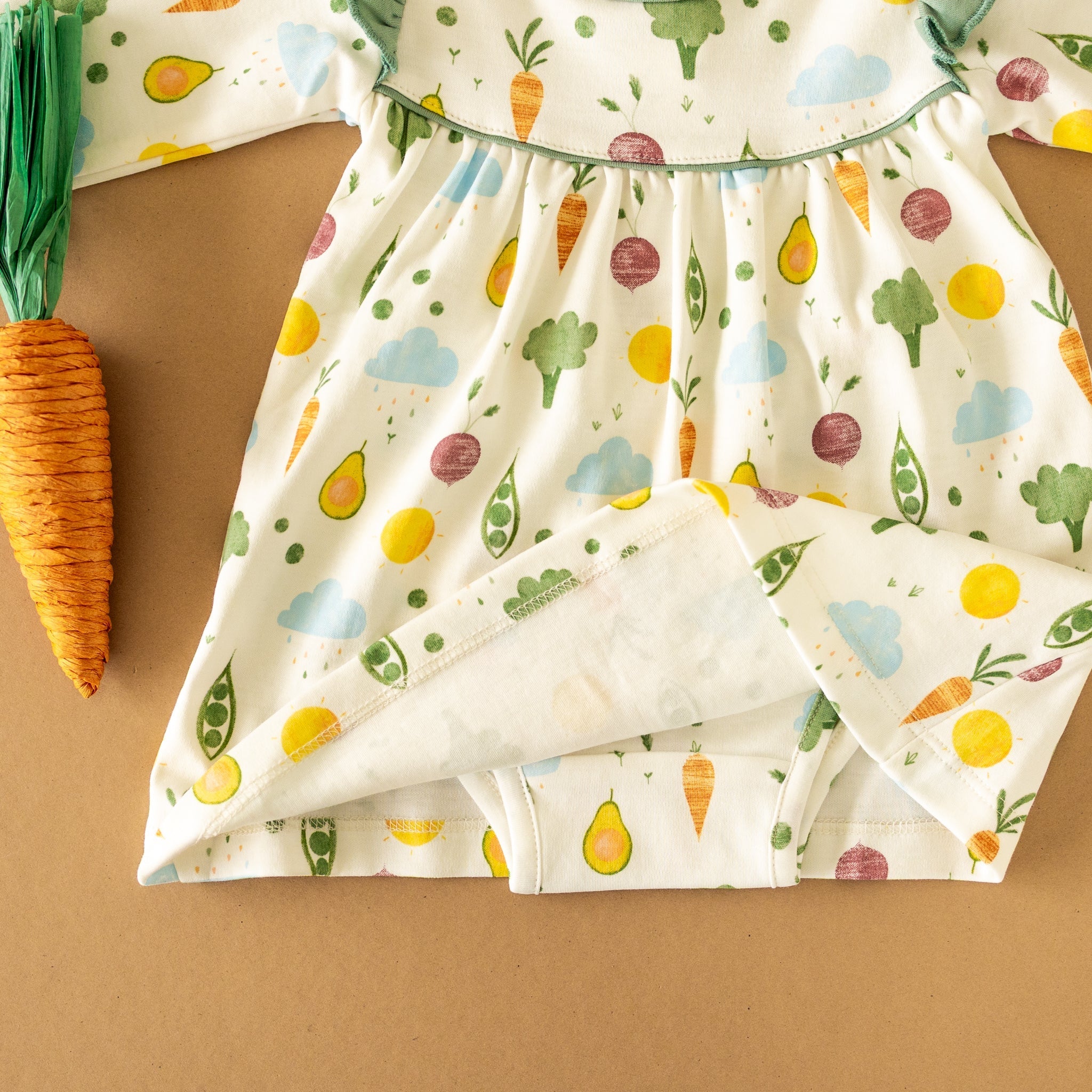Eat your Veggies! Long Sleeve Flutters Dress - Magnolia BabyDress