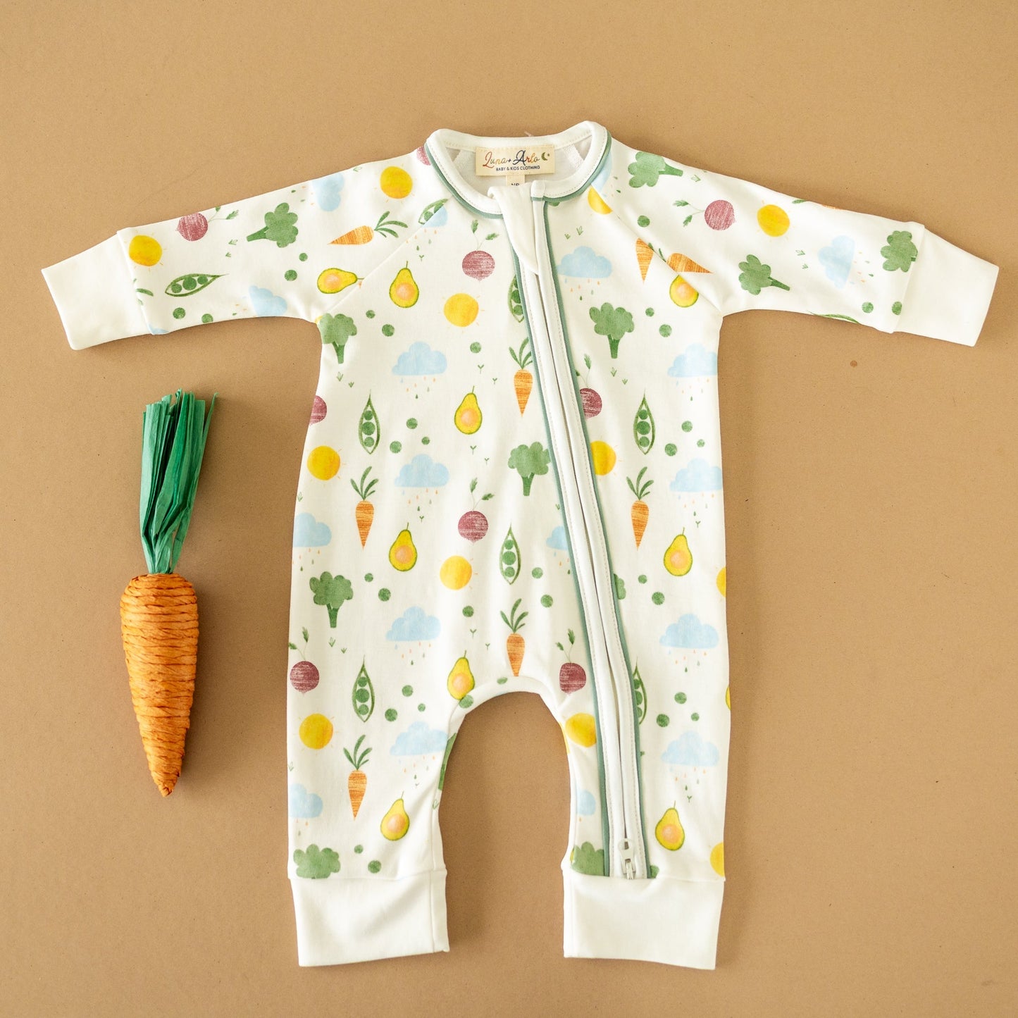 Eat your Veggies! Zip Playsuit - Magnolia BabyPlaysuit