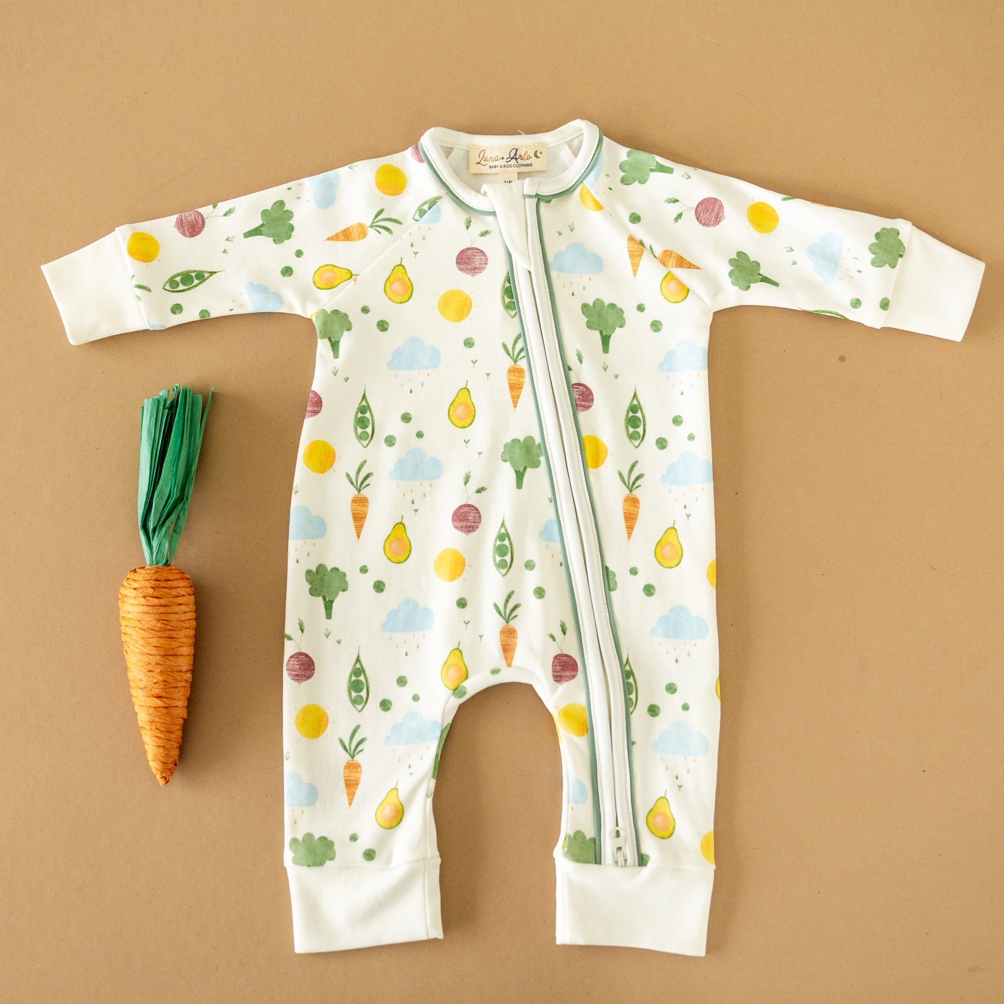 Eat your Veggies! Zip Playsuit - Magnolia BabyPlaysuit
