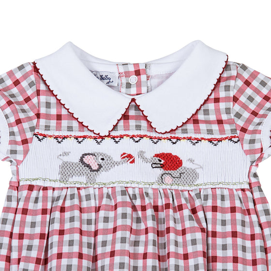 Elephant Football Classics Smocked Gathered Gown - Magnolia BabyGown