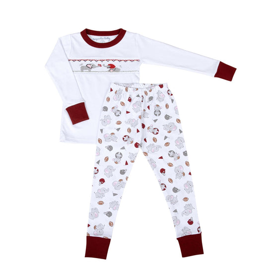 Elephant Football Classics Smocked Long Pajamas - Magnolia BabyLong Pajamas