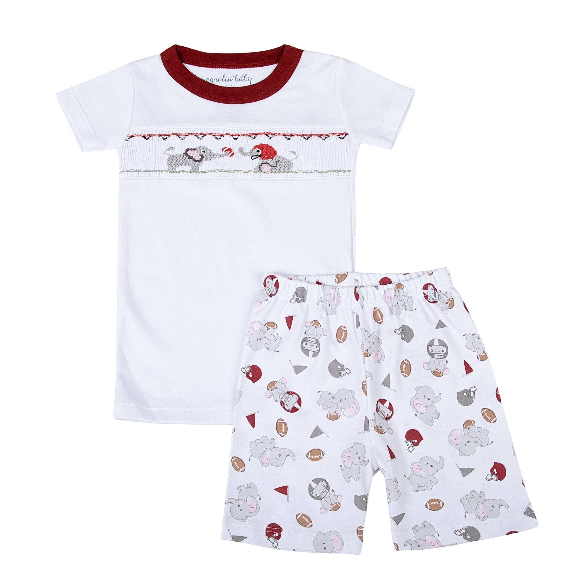 Elephant Football Classics Smocked Short Pajamas - Magnolia BabyShort Pajamas