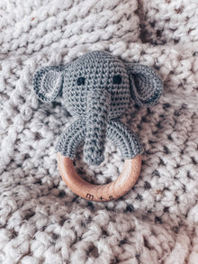  Elephant Hand Crochet Rattle: Grey - Magnolia Baby