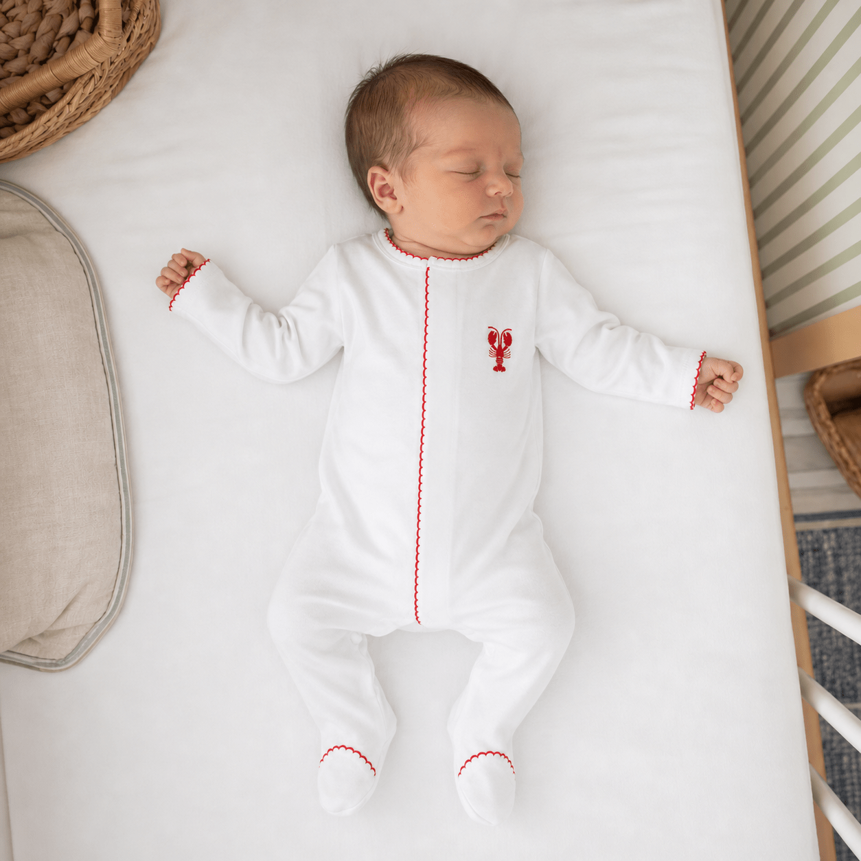 Embroidered Lobster Footie - Magnolia BabyFootie