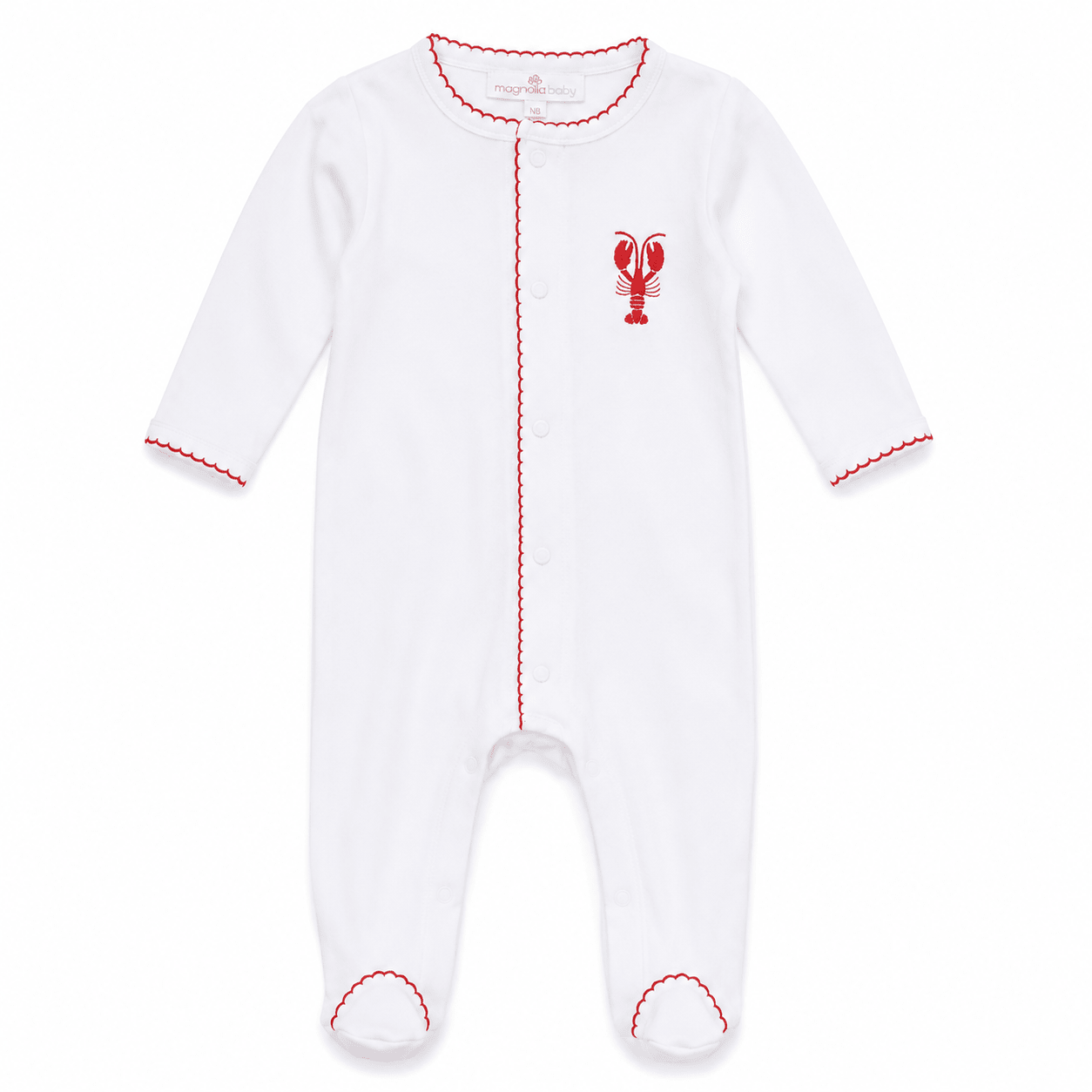 Embroidered Lobster Footie - Magnolia BabyFootie