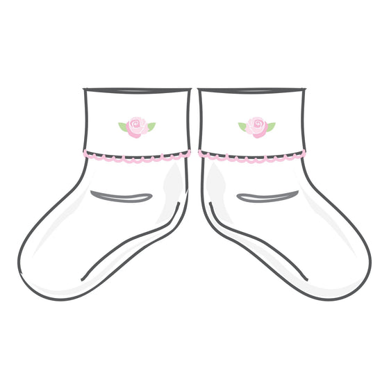 Emily and Ethan Embroidered Socks - Pink - Magnolia BabySocks