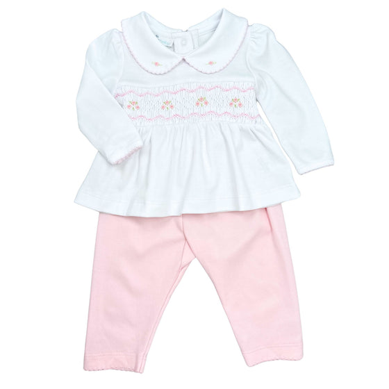 Emily Smocked 2pc Pant Set - Pink - Magnolia BabyPant Set