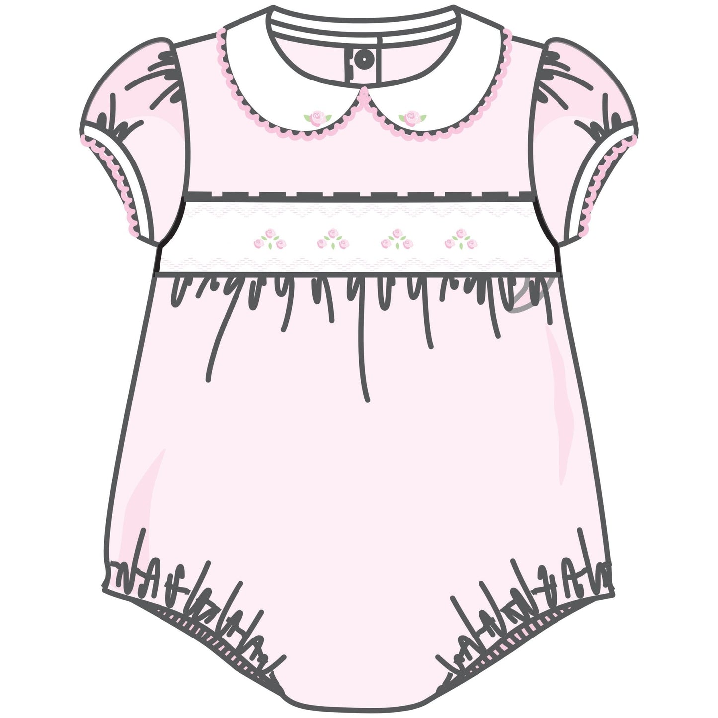 Emily Smocked Bubble - Pink - Magnolia BabyBubble