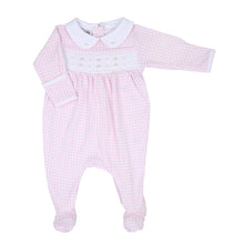  Emma and Aedan Pink Smocked Collared Girl Footie - Magnolia BabyFootie