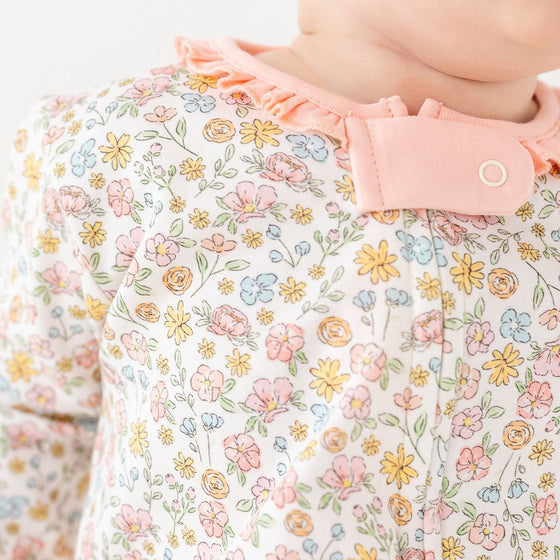 Enchanted Meadows Ruffle Zip Footie - Magnolia BabyFootie