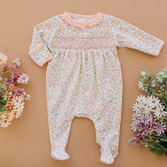 Enchanted Meadows Smocked Footie - Magnolia BabyFootie