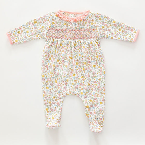Enchanted Meadows Smocked Footie - Magnolia BabyFootie