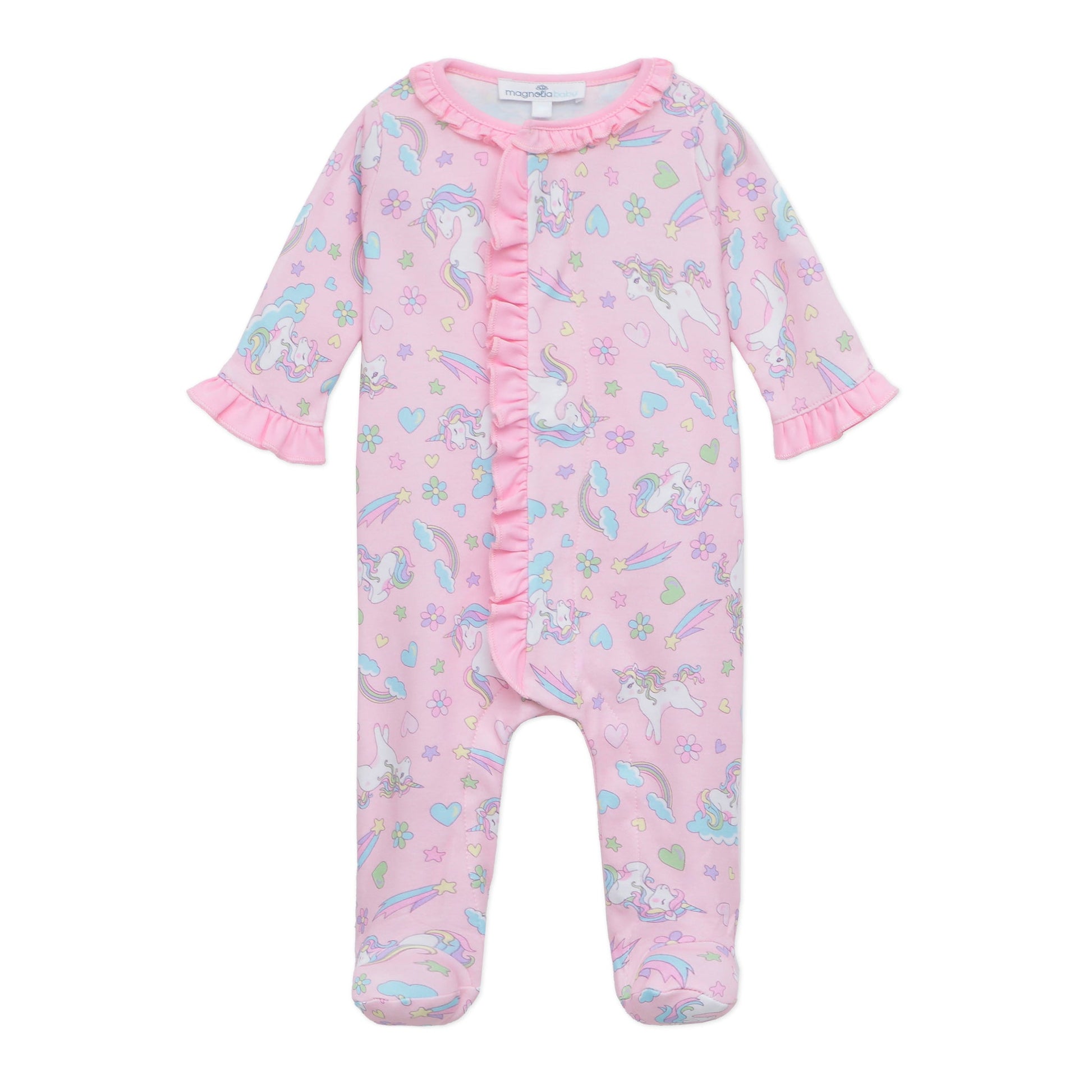 Enchanted Unicorns Ruffle Footie - Magnolia BabyFootie