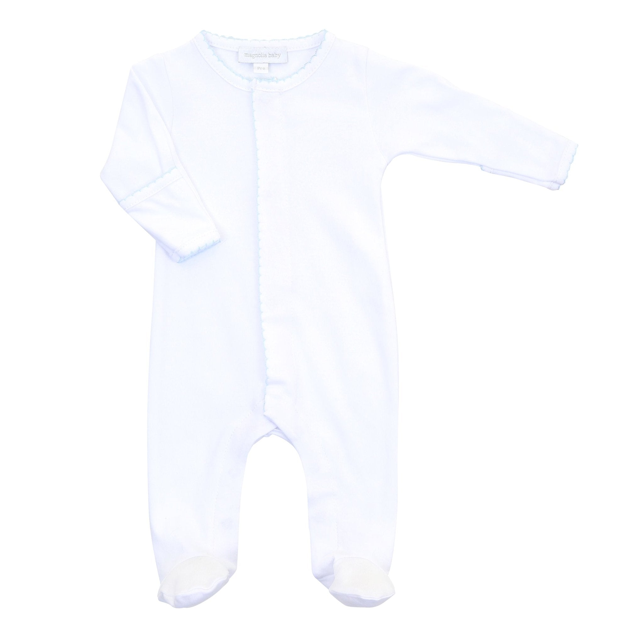 Essentials Blue Trim Footie - Magnolia BabyFootie