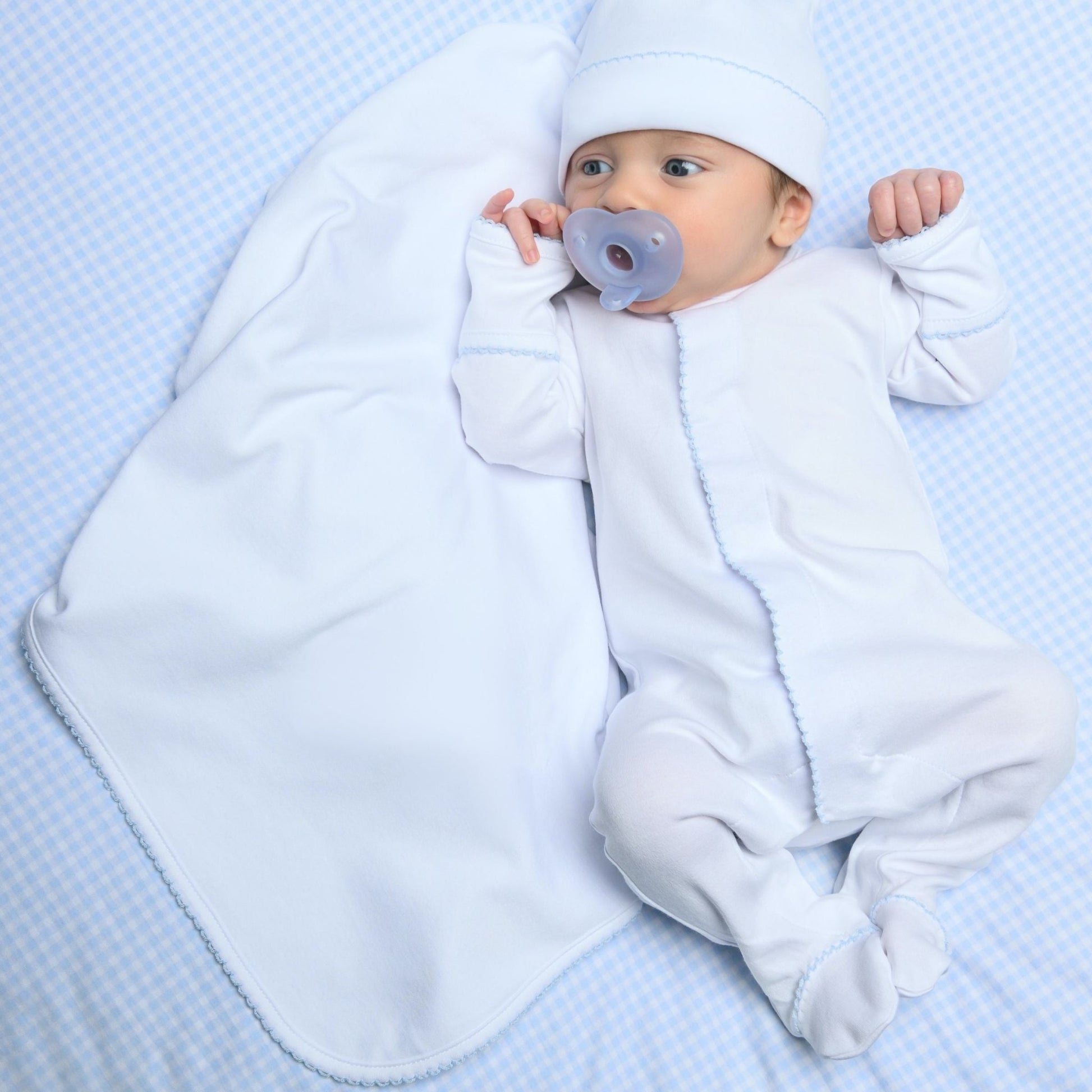 Essentials Blue Trim Footie - Magnolia BabyFootie