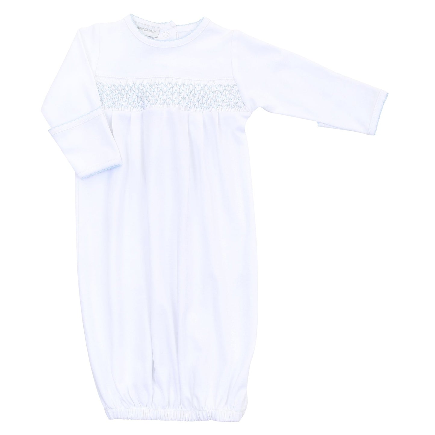 Essentials Blue Trim Smocked Gown - Magnolia BabyGown