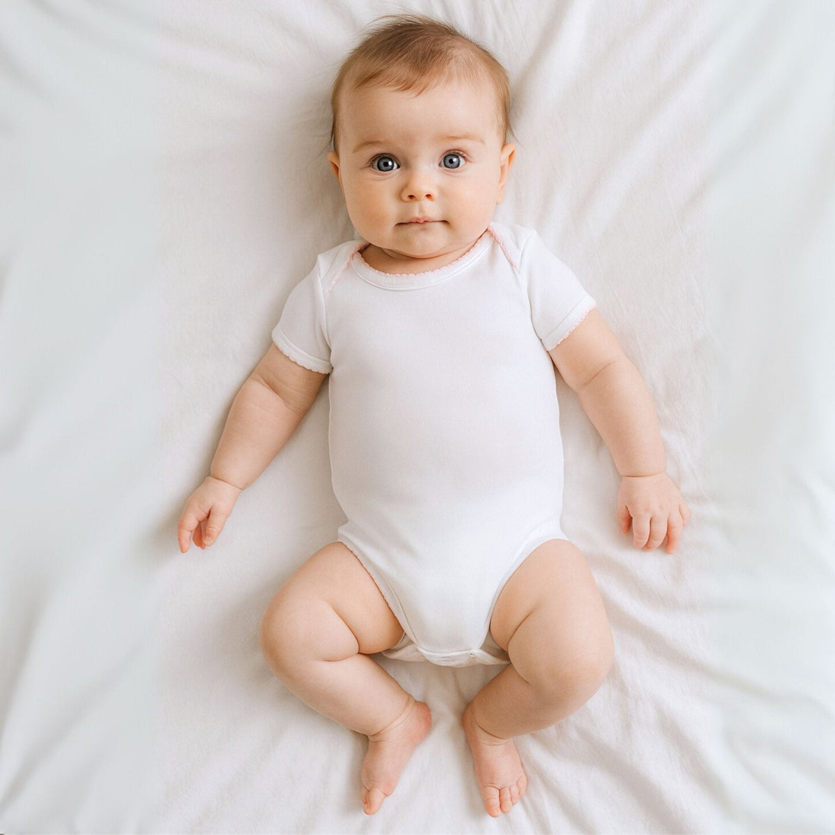 Essentials Bodysuit - White with Pink Trim