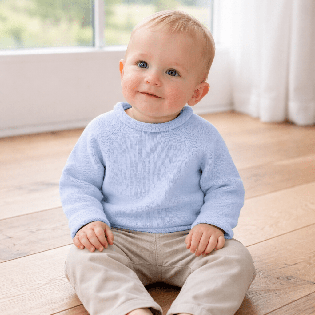 Essentials Knits Blue Raglan Sweater - Magnolia BabyKnits