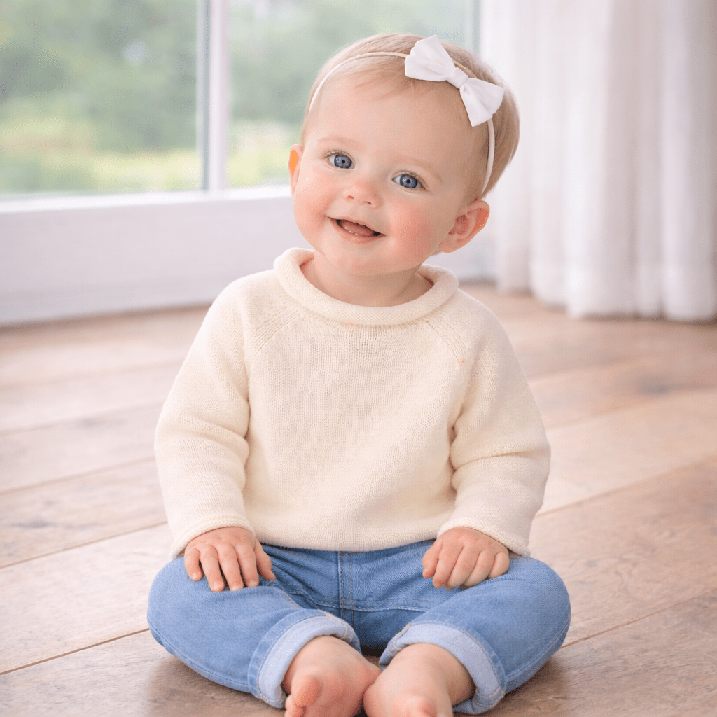 Essentials Knits Ivory Raglan Sweater - Magnolia BabyKnits