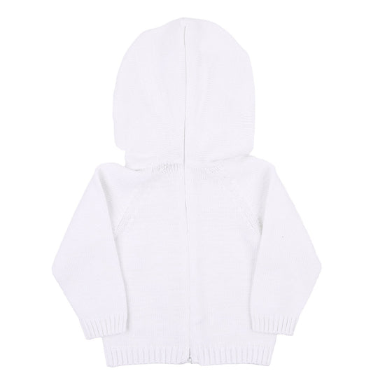 Essentials Knits White Hooded Zip Pullover - Magnolia BabyKnits