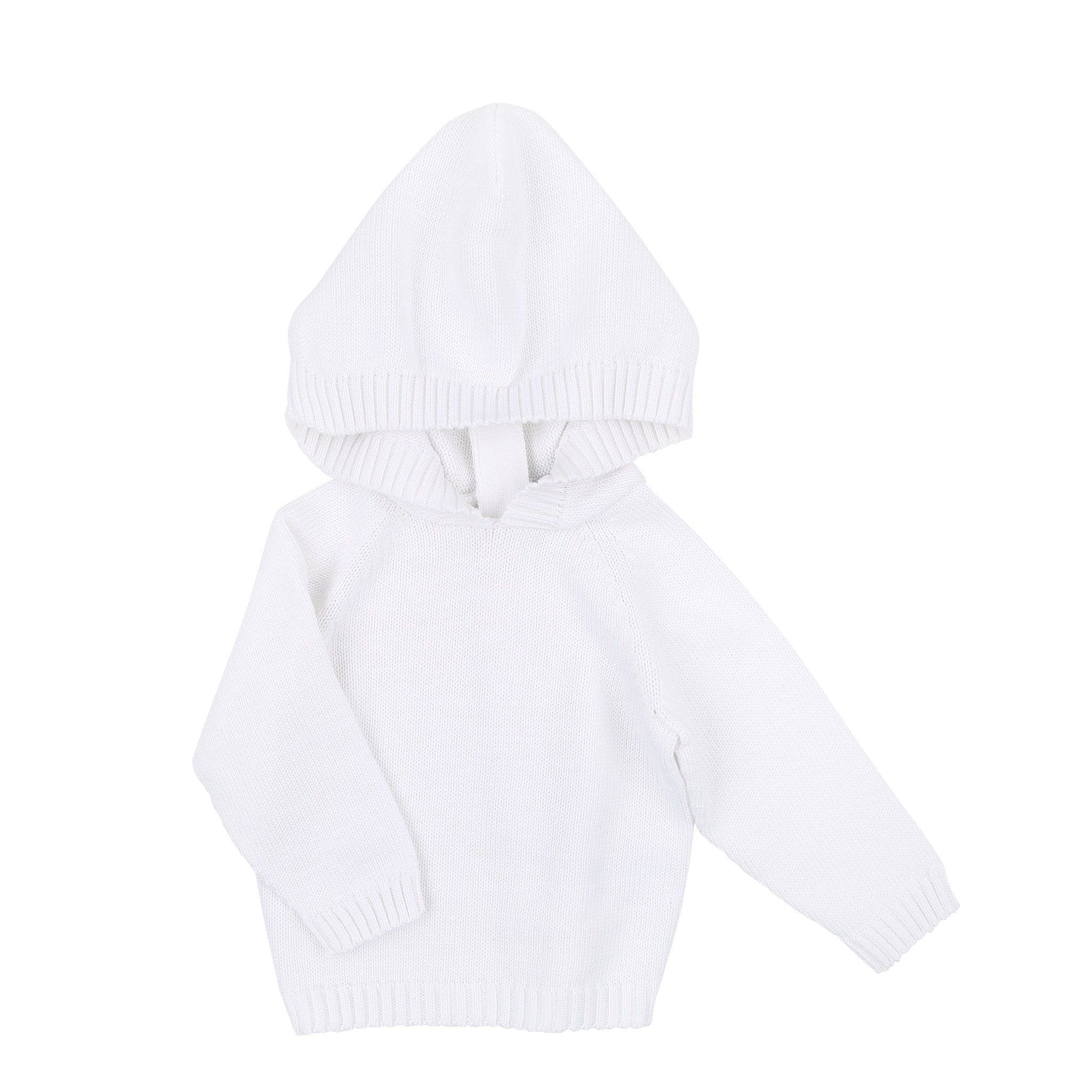 Essentials Knits White Hooded Zip Pullover - Magnolia BabyKnits