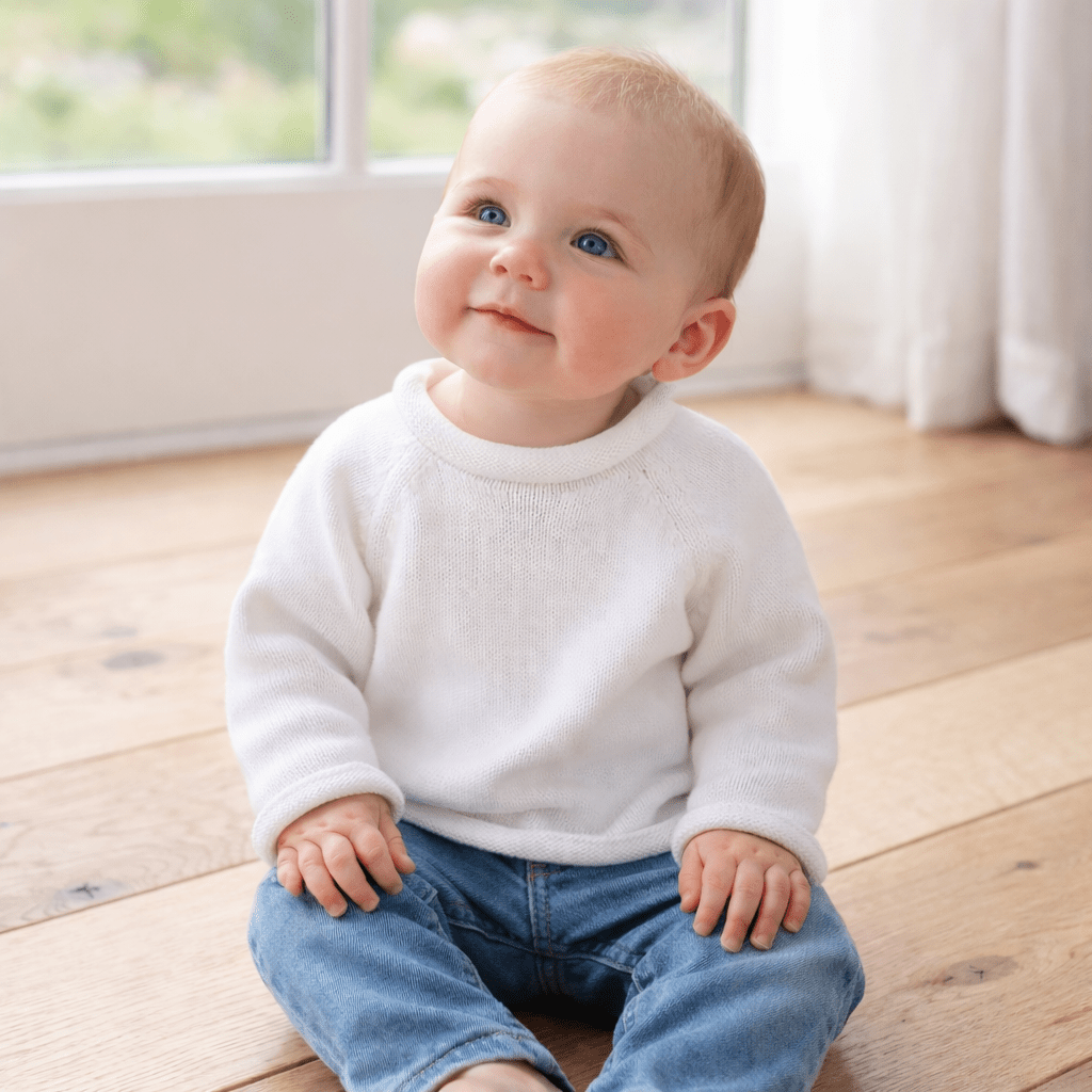 Essentials Knits White Raglan Sweater - Magnolia BabyKnits