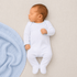 Magnolia Baby_Essentials Lap Footie - White with Light Blue Trim_1