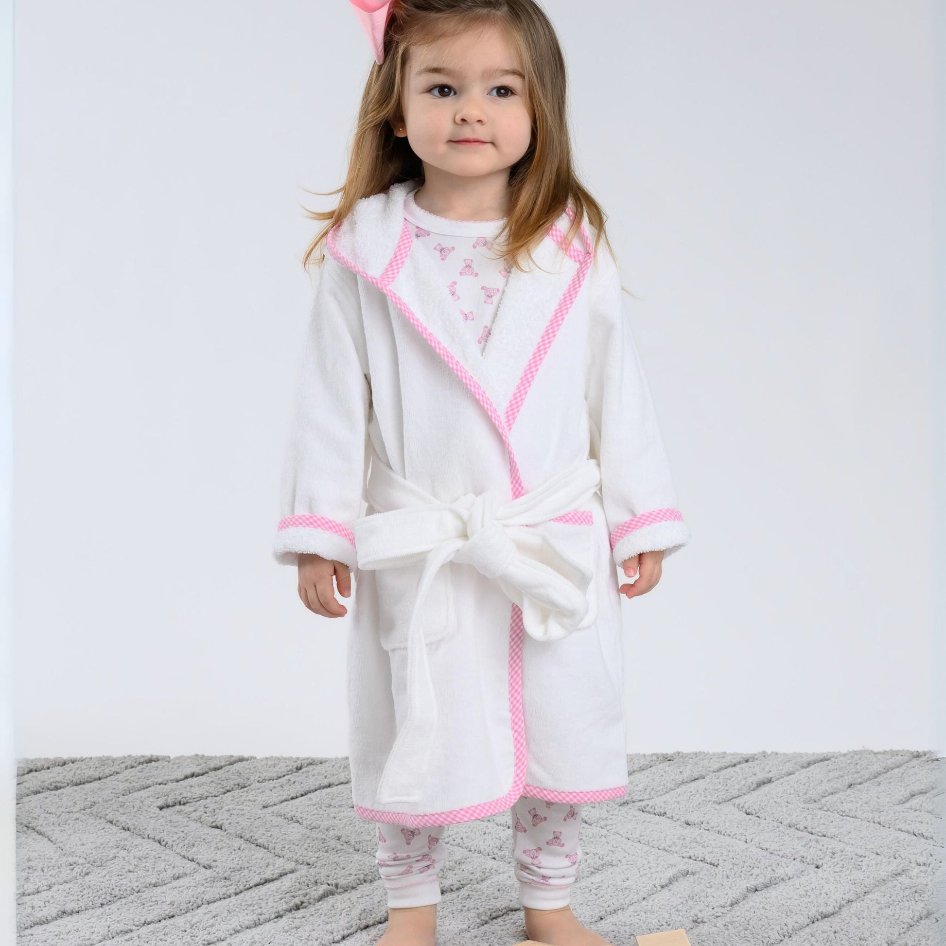 Essentials Pink Gingham Trim Bathrobe - Magnolia BabyBathrobe