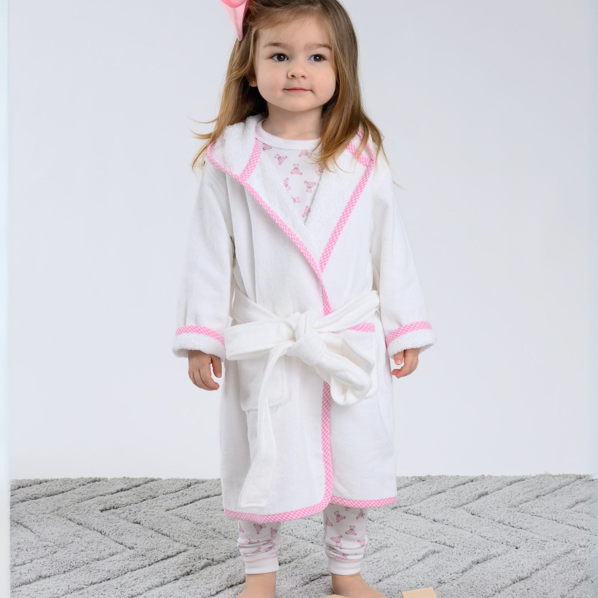Essentials Pink Gingham Trim Bathrobe - Magnolia BabyBathrobe