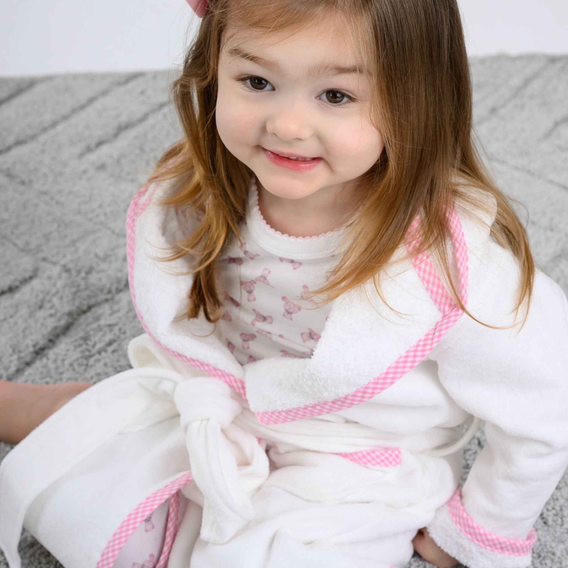 Essentials Pink Gingham Trim Bathrobe - Magnolia BabyBathrobe