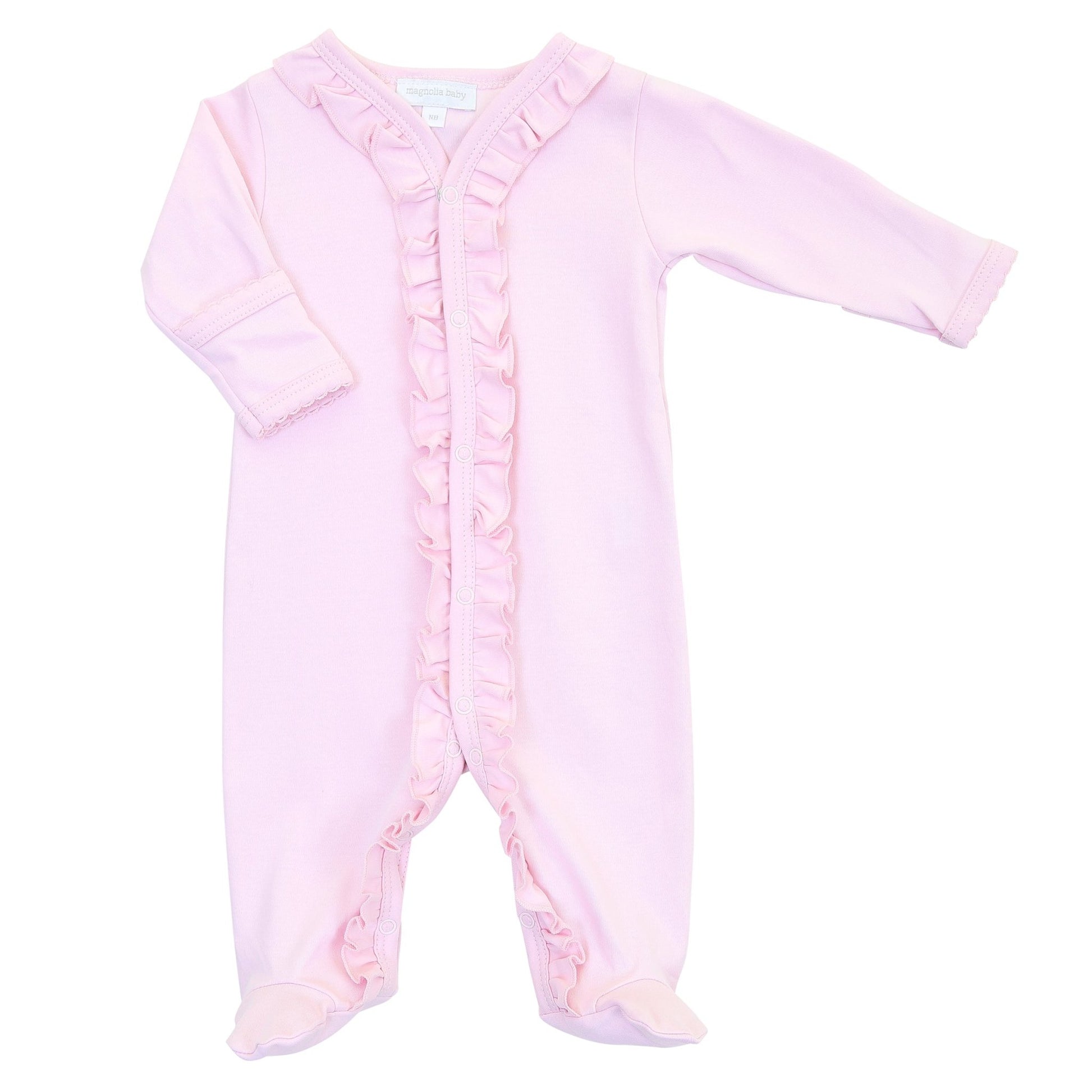 Essentials Pink Ruffle Footie - Magnolia BabyFootie