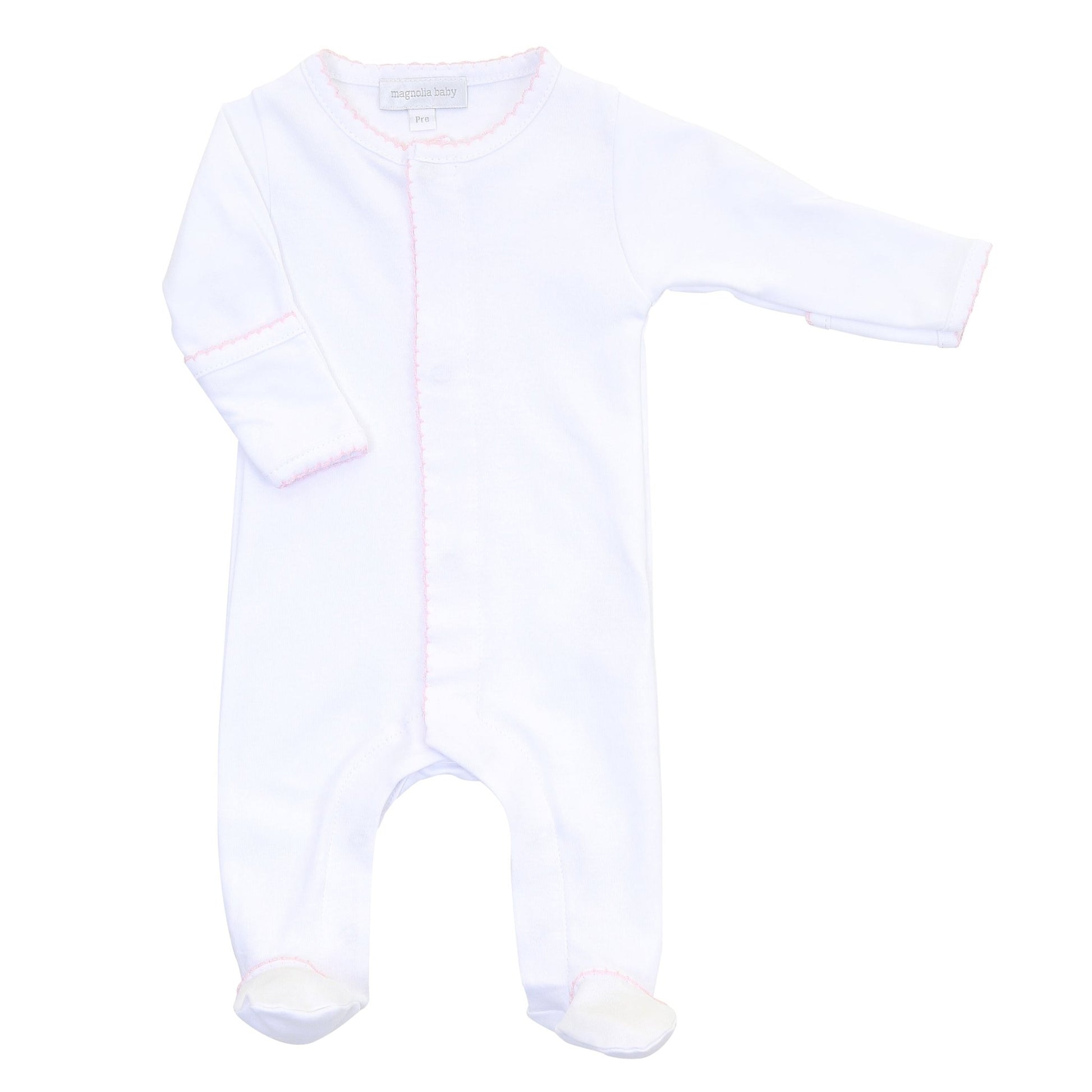 Essentials Pink Trim Footie - Magnolia BabyFootie