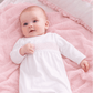 Essentials Smocked Footie with Pink Trim - Magnolia BabyFootie