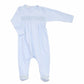 Essentials Solid Blue Smocked Footie - Magnolia BabyFootie