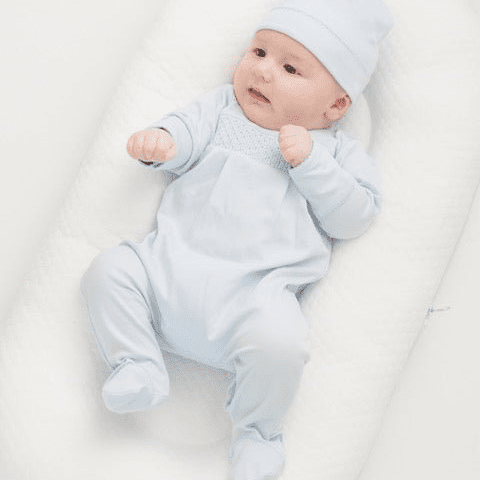 Essentials Solid Blue Smocked Footie