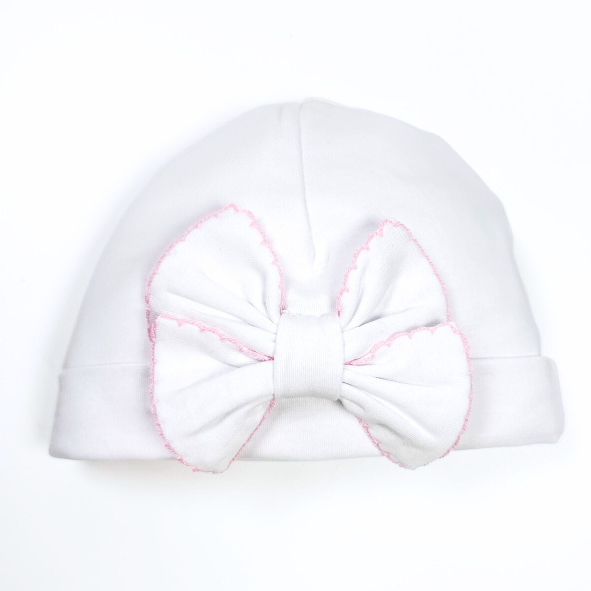 Essentials Solid Bow Hat - White Pink - Magnolia BabyHat